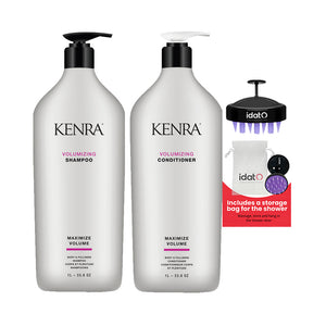 Kenra Volumizing | Moisturizing | Color Maintenance  Shampoo and Conditioner with Hair Scalp Massager and IDAT pouch