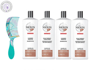 Nioxin System 3 Cleanser Shampoo & Conditioner for Color Treated Hair with Light Thinning 1 Liter Includes Hair Comb