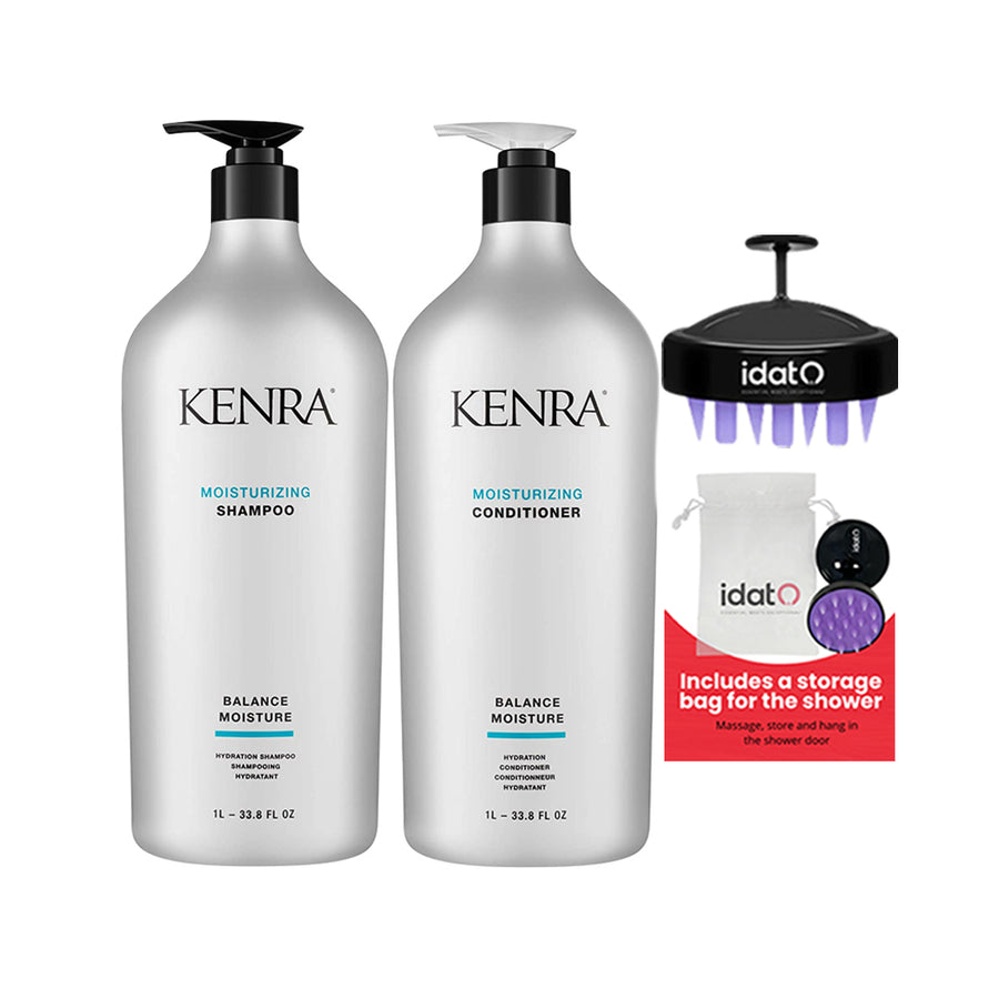 Kenra Volumizing | Moisturizing | Color Maintenance  Shampoo and Conditioner with Hair Scalp Massager and IDAT pouch