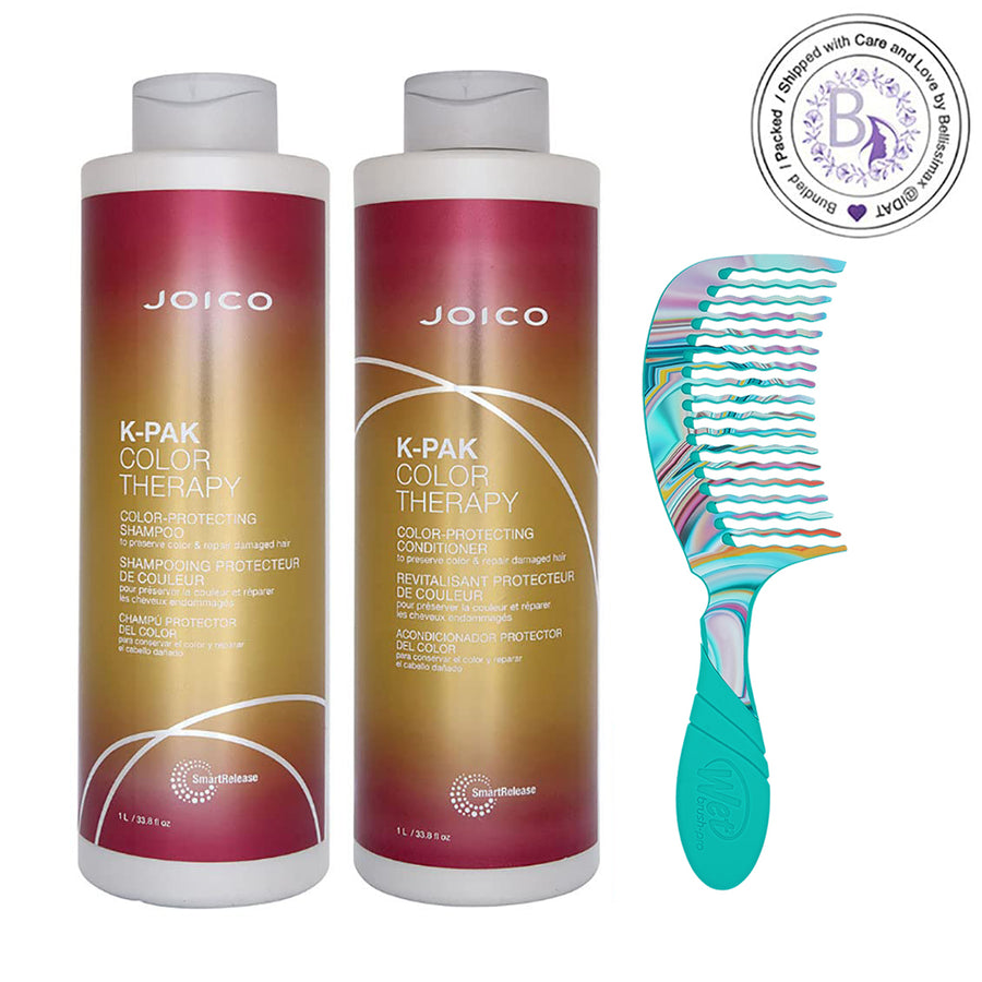 Joico K-PAK Color Therapy Color-Protecting Shampoo AND Conditioner Set 33.8 OZ, Includes Hair Comb