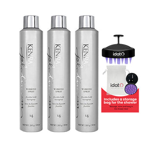 Kenra Platinum Working Spray – Flexible hold hairspray Includes IDAT Head Massager & Pouch