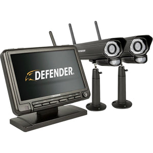 Defender - PhoenixM2 Digital Wireless 7" Monitor DVR Security System with 2 Long-Range Night Vision Cameras and SD Card Recording - Black