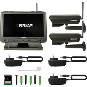 Defender - PhoenixM2 Digital Wireless 7" Monitor DVR Security System with 2 Long-Range Night Vision Cameras and SD Card Recording - Black