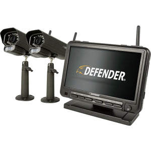 Defender - PhoenixM2 Digital Wireless 7" Monitor DVR Security System with 2 Long-Range Night Vision Cameras and SD Card Recording - Black