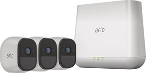 Arlo - Pro 3-Camera Indoor/Outdoor Wireless 720p Security Camera System - White