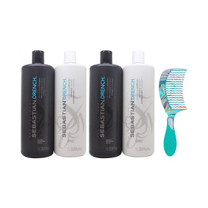 Drench Moisturizing Shampoo & Conditioner for Dry, Color-Treated Hair – Includes IDAT Head Massager & Pouch