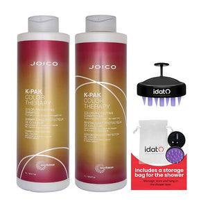 Joico K-PAK Color Therapy Color-Protecting Shampoo AND Conditioner Set 33.8 OZ, Includes head Massager and Pouch by IDAT