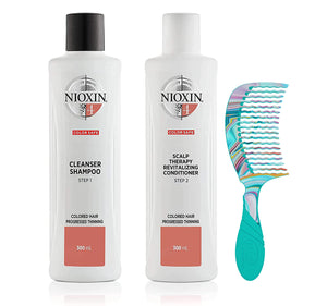 Noixin System 4 Cleanser Shampoo and Conditioner 300ml Set for Color Treated Hair with Progressed Thinning Includes Hair Comb
