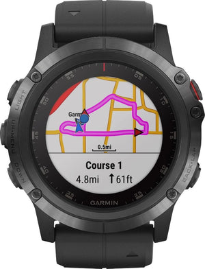 Garmin - Fēnix 5X Plus Sapphire Smart Watch - Fiber-Reinforced Polymer - Black with Black Band