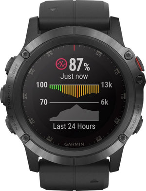 Garmin - Fēnix 5X Plus Sapphire Smart Watch - Fiber-Reinforced Polymer - Black with Black Band