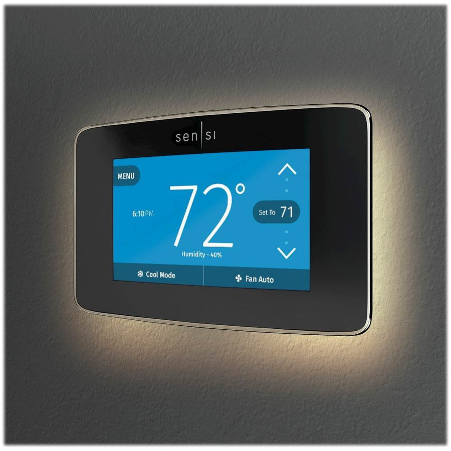 Sensi - Sensi Smart Programmable Touch-Screen Wi-Fi Thermostat - Black
