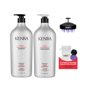 Kenra Volumizing | Moisturizing | Color Maintenance  Shampoo and Conditioner with Hair Scalp Massager and IDAT pouch